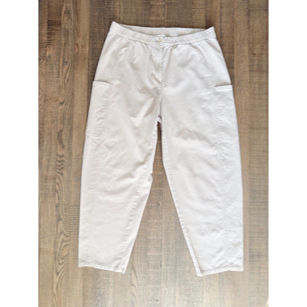 Eileen Fisher Women's Large Beige Organic Cotton Hemp Stretch Lantern Pants